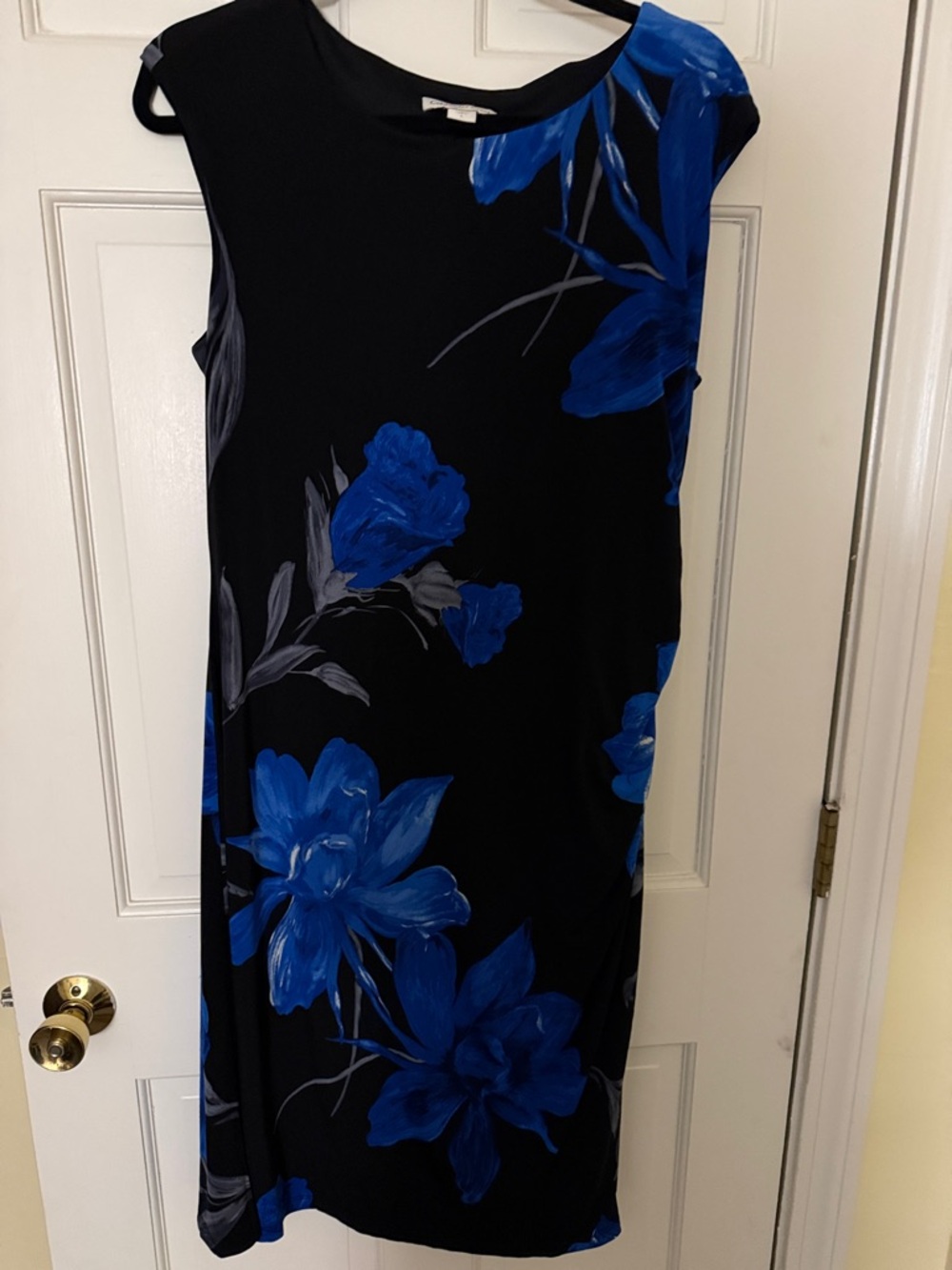 Coldwater Creek Black  Dress with Bold Blue Floral Print